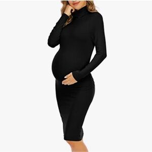 Turtleneck & Long Sleeve Maternity Dress